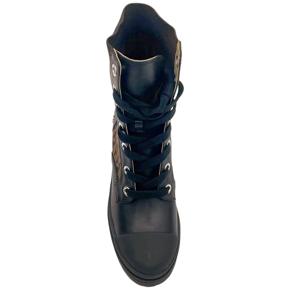 Michael Kors Women's Brea Leather Jacquard Combat Boot Black/Brown - Medium - Picture 2 of 3
